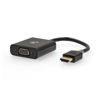 HDMI-Adapter | HDMI Connector | USB Micro-B Female / VGA Female 15p / 3,5 mm Female | Verguld | Recht | PVC | Antraciet | 1 Stuks | Doos