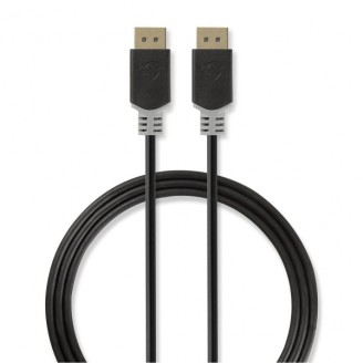 DisplayPort-Kabel | DisplayPort Male | DisplayPort Male | 8K@60Hz | Verguld | 3.00 m | Rond | PVC | Antraciet | Doos