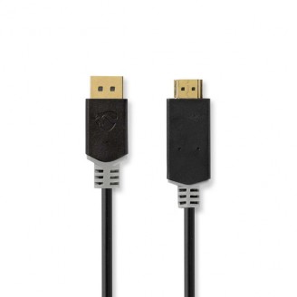 DisplayPort-Kabel | DisplayPort Male | HDMIT Connector | 4K@30Hz | Verguld | 1.00 m | Rond | PVC | Antraciet | Doos