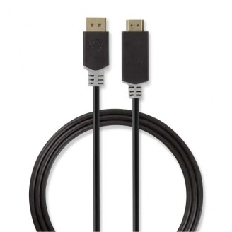DisplayPort-Kabel | DisplayPort Male | HDMI Connector | 4K@30Hz | Verguld | 2.00 m | Rond | PVC | Antraciet | Doos