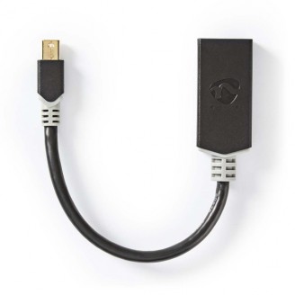 Mini DisplayPort-Kabel | DisplayPort 1.4 | Mini-DisplayPort Male | HDMIT Output | 48 Gbps | Verguld | 0.20 m | Rond | PVC | Antraciet | Window Box