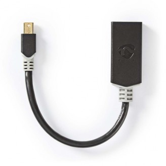 Mini DisplayPort-Kabel | DisplayPort 1.4 | Mini-DisplayPort Male | HDMI Output | 48 Gbps | Verguld | 0.20 m | Rond | PVC | Antraciet | Window Box