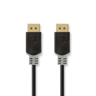 DisplayPort-Kabel | DisplayPort Male | DisplayPort Male | 8K@60Hz | Verguld | 2.00 m | Rond | PVC | Antraciet | Doos