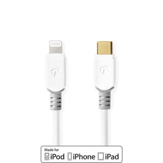 Lightning Kabel | USB 2.0 | Apple Lightning 8-Pins | USB-CT Male | 480 Mbps | Verguld | 2.00 m | Rond | PVC | Wit | Window Box