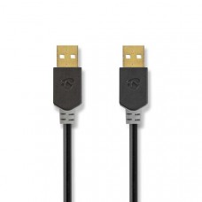 USB-Kabel | USB 2.0 | USB-A Male | USB-A Male | 480 Mbps | Verguld | 2.00 m | Rond | PVC | Antraciet | Doos