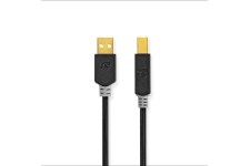 USB-Kabel | USB 2.0 | USB-A Male | USB-B Male | 480 Mbps | Verguld | 2.00 m | Rond | PVC | Antraciet | Doos