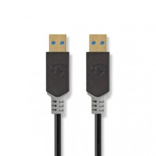 USB-Kabel | USB 3.2 Gen 1 | USB-A Male | USB-A Male | 5 Gbps | Verguld | 2.00 m | Rond | PVC | Antraciet | Doos