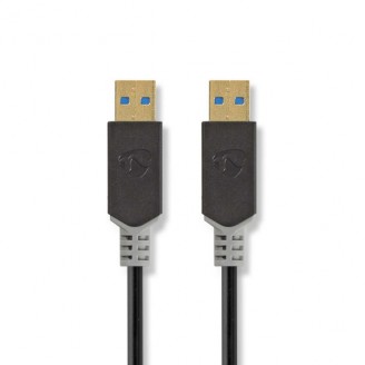USB-Kabel | USB 3.2 Gen 1 | USB-A Male | USB-A Male | 5 Gbps | Verguld | 2.00 m | Rond | PVC | Antraciet | Doos