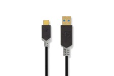 USB-Kabel | USB 3.2 Gen 1 | USB-A Male | USB-CT Male | 60 W | 5 Gbps | Verguld | 1.00 m | Rond | PVC | Antraciet | Window Box