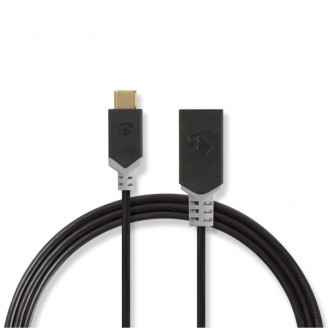 USB-CT Adapter | USB 3.2 Gen 1 | USB-CT Male | USB-A Female | 5 Gbps | 0.15 m | Rond | Vernikkeld | PVC | Antraciet | Doos