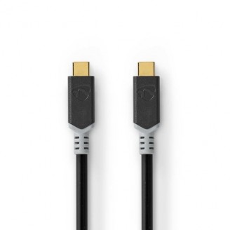 USB-Kabel | USB 3.2 Gen 2x2 | USB-CT Male | USB-CT Male | 100 W | 4K@60Hz | 20 Gbps | Verguld | 1.00 m | Rond | PVC | Antraciet | Window Box