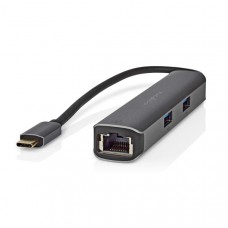 USB Multi-Port Adapter | USB 3.2 Gen 1 | USB-CT Male | HDMI Output / RJ45 Female / 3x USB-A Female | 5 Gbps | 0.20 m | Rond | Verguld | PVC | Antraciet | Doos