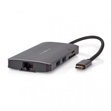 USB Multi-Port Adapter | USB 3.2 Gen 1 | USB-CT Male | HDMI Output / Micro SD / RJ45 Female / SD / USB-CT Female / 3x USB-A Female | 5 Gbps | 0.20 m | Rond | Verguld | PVC | Antraciet | Doos