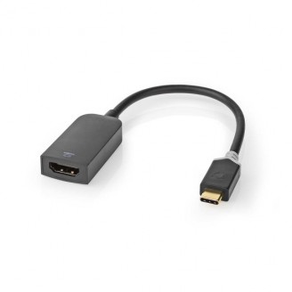 USB-CT Adapter | USB 3.2 Gen 1 | USB-CT Male | HDMI Output | 4K@60Hz | 0.20 m | Rond | Verguld | PVC | Antraciet | Window Box met Euro Lock