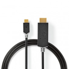USB-CT Adapter | USB 3.2 Gen 1 | USB-CT Male | HDMI Connector | 4K@60Hz | 1.00 m | Rond | Verguld | PVC | Antraciet | Doos