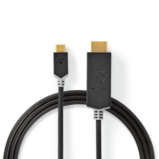 USB-CT Adapter | USB 3.2 Gen 1 | USB-CT Male | HDMIT Connector | 4K@60Hz | 1.00 m | Rond | Verguld | PVC | Antraciet | Doos