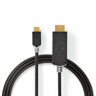 USB-CT Adapter | USB 3.2 Gen 1 | USB-CT Male | HDMI Connector | 4K@60Hz | 1.00 m | Rond | Verguld | PVC | Antraciet | Doos