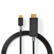 USB-CT Adapter | USB 3.2 Gen 1 | USB-CT Male | HDMIT Connector | 4K@60Hz | 2.00 m | Rond | Verguld | PVC | Antraciet | Doos