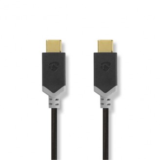 USB-Kabel | USB 3.2 Gen 1 | USB-CT Male | USB-CT Male | 60 W | 4K@60Hz | 5 Gbps | Vernikkeld | 1.00 m | Rond | PVC | Antraciet | Window Box