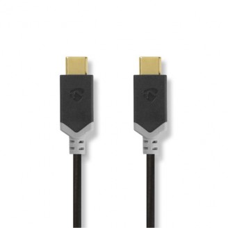 USB-Kabel | USB 3.2 Gen 1 | USB-CT Male | USB-CT Male | 60 W | 4K@60Hz | 5 Gbps | Verguld | 2.00 m | Rond | PVC | Zwart | Doos