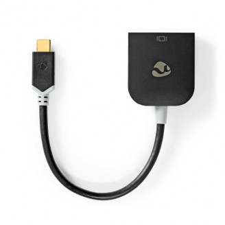 USB-CT Adapter | USB 3.2 Gen 1 | USB-CT Male | VGA Female 15p | 1920x1200 | 0.20 m | Rond | Verguld | PVC | Antraciet | Window Box met Euro Lock