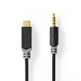 USB-CT Adapter | USB 2.0 | USB-CT Male | 3,5 mm Male | 1.00 m | Rond | Verguld | PVC | Zwart | Doos