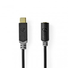 USB-CT Adapter | USB 2.0 | USB-CT Male | 3,5 mm Female | 1.00 m | Rond | Verguld | PVC | Zwart | Doos