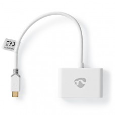 USB Multi-Port Adapter | USB 3.1 Gen1 | USB-CT Male | 2x USB-A | 1000 Mbps | 0.20 m | Rond | Verguld | PVC | Wit | Window Box