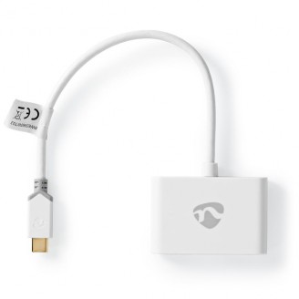 USB Multi-Port Adapter | USB 3.1 Gen1 | USB-CT Male | 2x USB-A | 1000 Mbps | 0.20 m | Rond | Verguld | PVC | Wit | Window Box