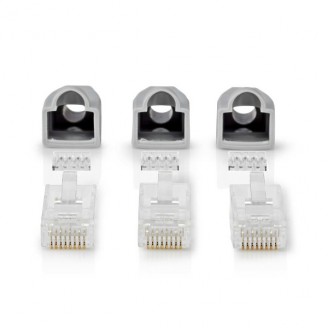 RJ45-Connector | Male | Solid UTP CAT6 | Recht | Verguld | 10 Stuks | PVC | Grijs | Doos