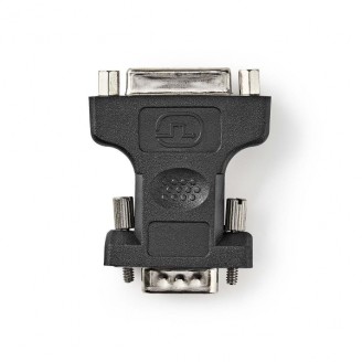 VGA-Adapter | VGA Male | DVI-I 24+5-Pins Female | Vernikkeld | Recht | ABS / Metaal | Zwart | Blister