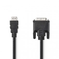HDMI Kabel | HDMI Connector | DVI-D 24+1-Pins Male | 1080p | Vernikkeld | 2.00 m | Recht | PVC | Zwart | Doos