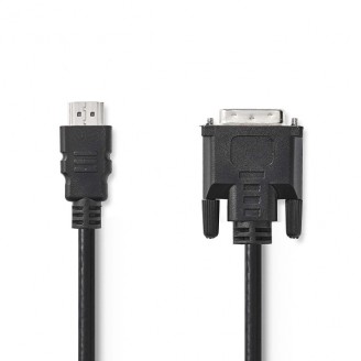HDMI Kabel | HDMI Connector | DVI-D 24+1-Pins Male | 1080p | Vernikkeld | 2.00 m | Recht | PVC | Zwart | Doos