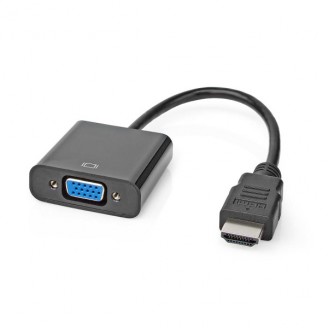 HDMI-Adapter | HDMI Connector | VGA Female 15p / 3,5 mm Female | Vernikkeld | Recht | PVC | Zwart | 1 Stuks | Doos