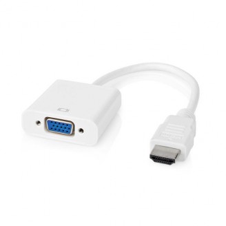 HDMI Kabel | HDMI Connector | VGA Female 15p | 1080p | Vernikkeld | 0.20 m | Recht | PVC | Wit | Blister