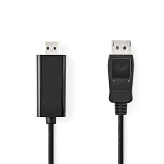 DisplayPort-Kabel | DisplayPort Male | HDMIT Connector | 4K@30Hz | Vernikkeld | 1.00 m | Rond | PVC | Antraciet | Doos