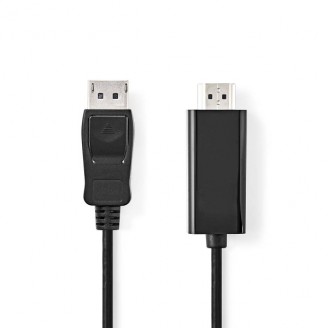 DisplayPort-Kabel | DisplayPort Male | HDMIT Connector | 4K@30Hz | Vernikkeld | 3.00 m | Rond | PVC | Zwart | Doos