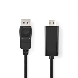 DisplayPort-Kabel | DisplayPort Male | HDMI Connector | 4K@30Hz | Vernikkeld | 3.00 m | Rond | PVC | Zwart | Doos