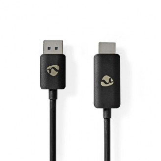 DisplayPort-Adapter | DisplayPort Male | HDMI Connector | 8K@30Hz | Vernikkeld | Recht | 1.80 m | Rond | TPE | Zwart | Doos
