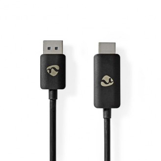 DisplayPort-Adapter | DisplayPort Male | HDMIT Connector | 8K@30Hz | Vernikkeld | Recht | 1.80 m | Rond | TPE | Zwart | Doos