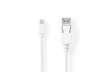 Mini DisplayPort-Kabel | DisplayPort 1.4 | Mini-DisplayPort Male | DisplayPort Male | 48 Gbps | Vernikkeld | 2.00 m | Rond | PVC | Wit | Blister