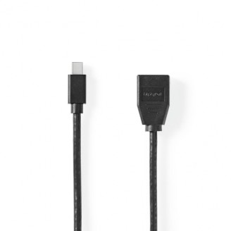 Mini DisplayPort-Kabel | DisplayPort 1.4 | Mini-DisplayPort Male | DisplayPort Female | 48 Gbps | Vernikkeld | 0.20 m | Rond | PVC | Zwart | Blister