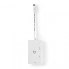 DisplayPort-Adapter | Mini-DisplayPort Male | DVI-D 24+1-Pins Female / HDMI Output / VGA Female 15p | 4K@60Hz | Vernikkeld | Schakelbaar | 0.20 m | Rond | ABS | ABS | Wit | Doos