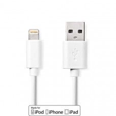 Lightning Kabel | USB 2.0 | Apple Lightning 8-Pins | USB-A Male | 480 Mbps | Vernikkeld | 3.00 m | Rond | PVC | Wit | Doos