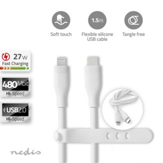 Lightning Kabel | USB 2.0 | Apple Lightning 8-Pins | USB-CT Male | 480 Mbps | Vernikkeld | 1.50 m | Rond | Silicone | Wit | Doos