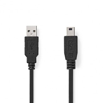 USB-Kabel | USB 2.0 | USB-A Male | USB Mini-B 5-Pins Male | 480 Mbps | Vernikkeld | 2.00 m | Rond | PVC | Zwart | Doos