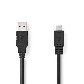 USB-Kabel | USB 2.0 | USB-A Male | USB Micro-B Male | 480 Mbps | Vernikkeld | 1.00 m | Rond | PVC | Zwart | Doos