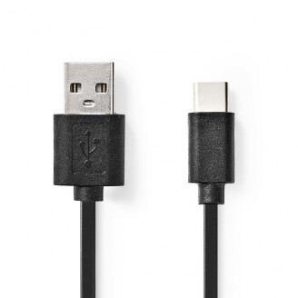 USB-Kabel | USB 2.0 | USB-A Male | USB-CT Male | 15 W | 480 Mbps | Vernikkeld | 0.10 m | Rond | PVC | Zwart | Blister