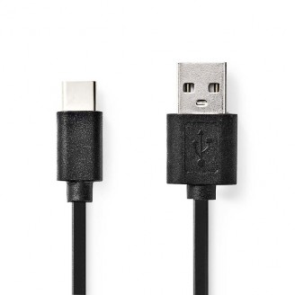 USB-Kabel | USB 2.0 | USB-A Male | USB-CT Male | 15 W | 480 Mbps | Vernikkeld | 1.00 m | Rond | PVC | Zwart | Doos