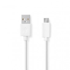 USB-Kabel | USB 2.0 | USB-A Male | USB-CT Male | 60 W | 480 Mbps | Vernikkeld | 1.00 m | Rond | PVC | Wit | Doos